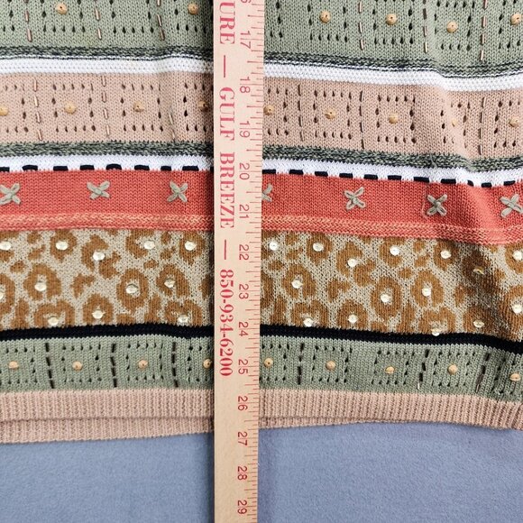 Alfred Dunner Sweater Women's Small Multicolor Striped Sequins Long Sleeve Top - Picture 6 of 9